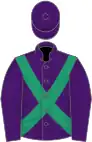 Purple, emerald green cross belts