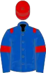 Royal blue, red epaulets, armlets and cap