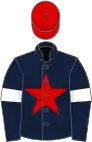 Dark blue, red star, dark blue sleeves, white armlets, red cap