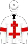 WHITE, Red cross of lorraine, White sleeves and Red armlet, White cap