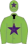 Light green, purple star and star on cap