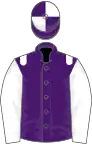 Purple, white epaulets and sleeves, quartered cap