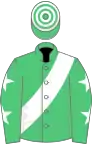 Emerald Green, White sash, Emerald Green sleeves, White stars, hooped cap