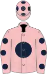 Pink, dark blue disc, pink sleeves, dark blue spots and spots on cap