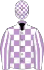 Mauve and White check, striped sleeves