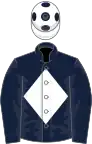 Dark blue, white diamond, white cap, dark blue spots