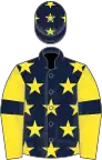 Dark blue, yellow stars, yellow sleeves, dark blue armlets