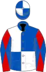 Royal blue and white (quartered), red and royal blue diabolo on sleeves