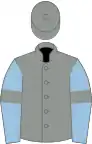 Grey, light blue sleeves, grey armlets