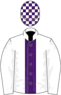 White, Purple stripe, White sleeves, Check cap