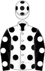 White, black spots, black sleeves, white spots