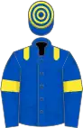 Royal blue, yellow epaulets and armlets, hooped cap