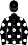 Black, white spots, black cap