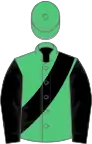 Emerald green, black sash and sleeves