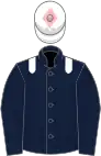 Dark blue, white epaulettes, white cap, pink diamond