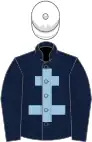 Dark blue, light blue cross of lorraine, white cap