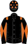 Black, orange epaulettes, diabolo on sleeves, black cap, orange diamonds