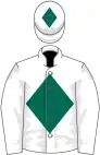 White, dark green diamond, diamond on cap