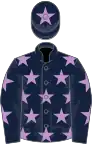 Dark blue, mauve stars, dark blue cap, mauve star