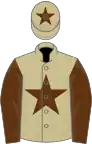 Beige, brown star, sleeves and star on cap