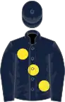 Dark blue, large yellow spots, dark blue cap