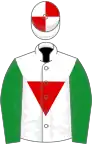 White, red inverted triangle, quartered cap, green sleeves