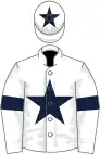 White, dark blue star, armlets and star on cap