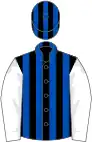 Black and royal blue stripes, white sleeves