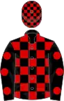 Black and red check, black sleeves, red spots