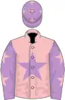 Pink, mauve star, mauve sleeves, pink stars, purple cap, pink stars