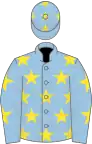 Light blue, yellow stars