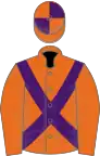 Orange, purple cross belts, quartered cap