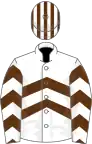 White, brown chevrons, striped cap