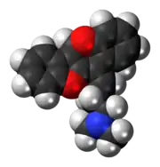 Space-filling model of the oxetorone molecule