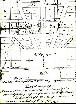 A hand-drawn map depicting the original plan for the Town of Oxford