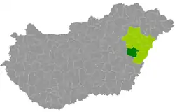 Püspökladány District within Hungary and Hajdú-Bihar County.