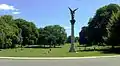 "Column of the Armed Peace" by Jules-Felix Coutan (1887). This work originally stood in the Square d'Anvers. It replaced a bronze statue symbolizing the French Revolution melted down by the Germans in 1942.