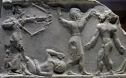 Detail of the killing of prisoners by Akkadian troops. (Louvre AO 2678)