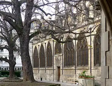 South front, facing the cloister and garden