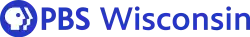 In a blue san-serif font called PBS Sans, the current PBS logo, rendered with a circle featuring its 'head' logo within, then "PBS" in bold text, is followed by the word "Wisconsin" in a lighter typeface.