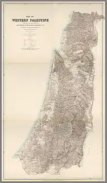 A detailed map of Palestine from the 19th century