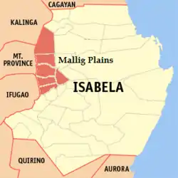 Location (shaded area) of Mallig Plains in Isabela.