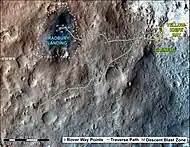 First-Year and First-Mile Traverse Map of the Curiosity rover on Mars (August 1, 2013) (3-D).