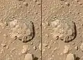 First laser spark imaged on Mars by Curiosity ("Nova" rock; July 12, 2014; video (01:07)).