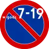 (variant of B-35 sign — no parking between the hours of [...] and [...])