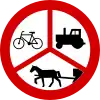 B-6/8/9 "no entry for tractors, horse-drawn vehicles or bicycles"