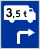 F-12 "sign leading to the transit route, placed before the intersection"(e.g. to route for truck over 3.5 tonnes to right)