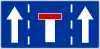 F-17 "end of lane on one-way carriageway"(e.g. middle lane closed)