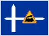 F-6a "variant of advance warning sign"(e.g. level crossing without barriers on road to the right)