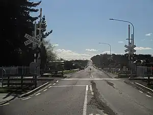 Level crossing of the Palmerston North–Gisborne Line at James Line